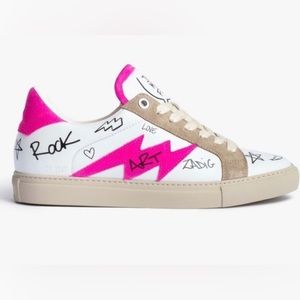 Sold Out Zadig & Voltaire ZV1747 Charms Pink Sneakers Size 41 10 10.5 Goose